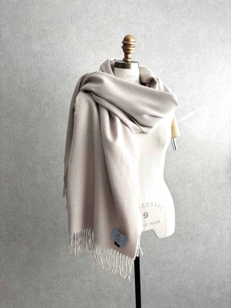 超美品★BEGG＆CO ベグアンドコー★カシミヤストール グレーベージュ