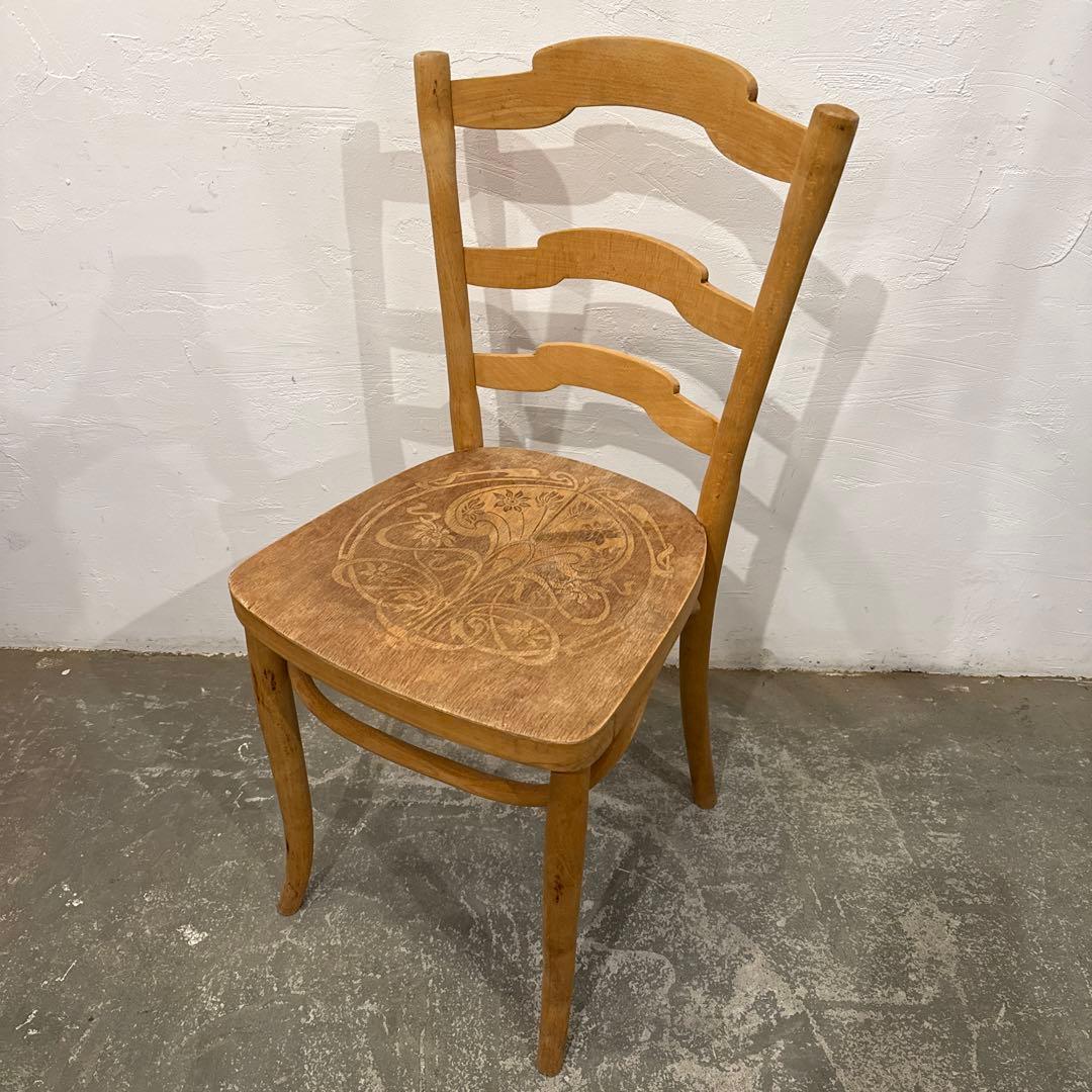 ヴィンテージ　ダイニングチェア　カフェチェア　剥離　座面装飾　4