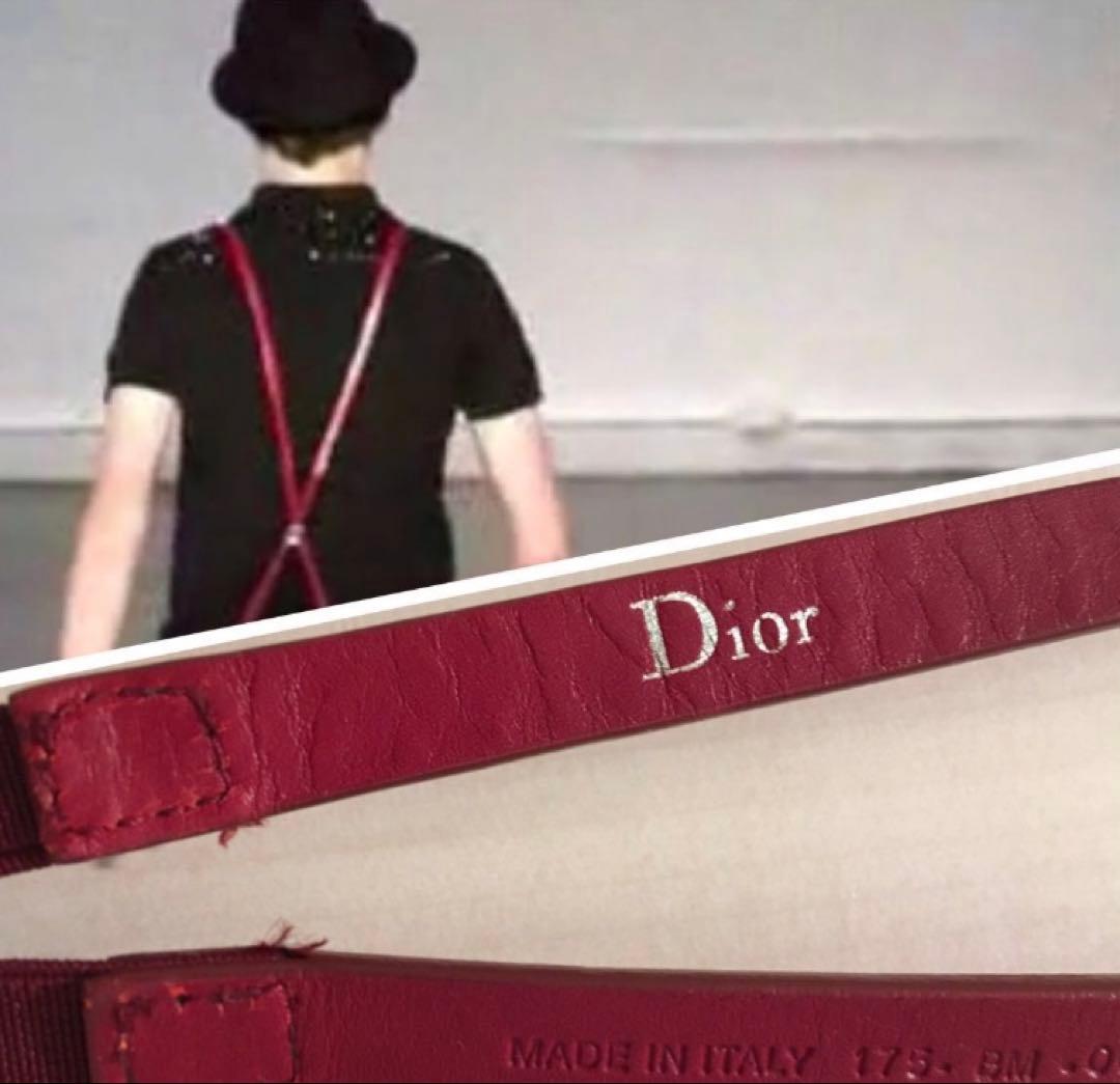 ディオールオム　レザーサスペンダー　エディスリマン　赤