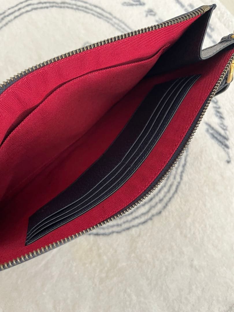 GUCCI クラッチバッグ ネイビー/レッド