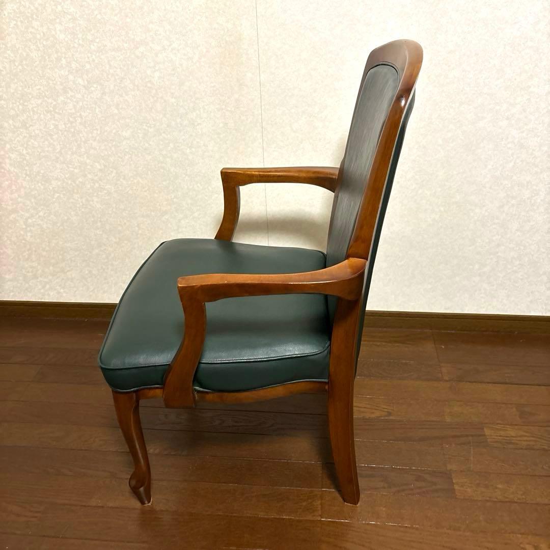 【良品】ヴィンテージ アームチェア 猫脚 グリーン