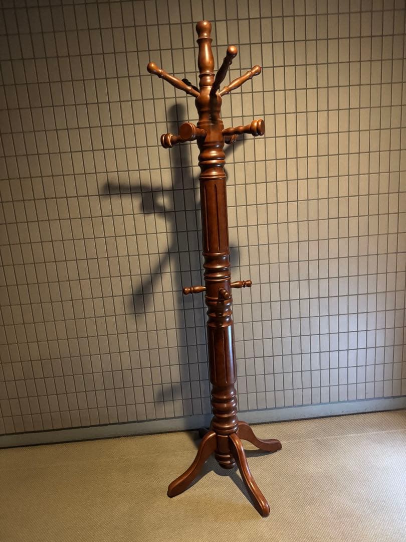 木製コート掛けスタンド ブラウン　ハンガーラック