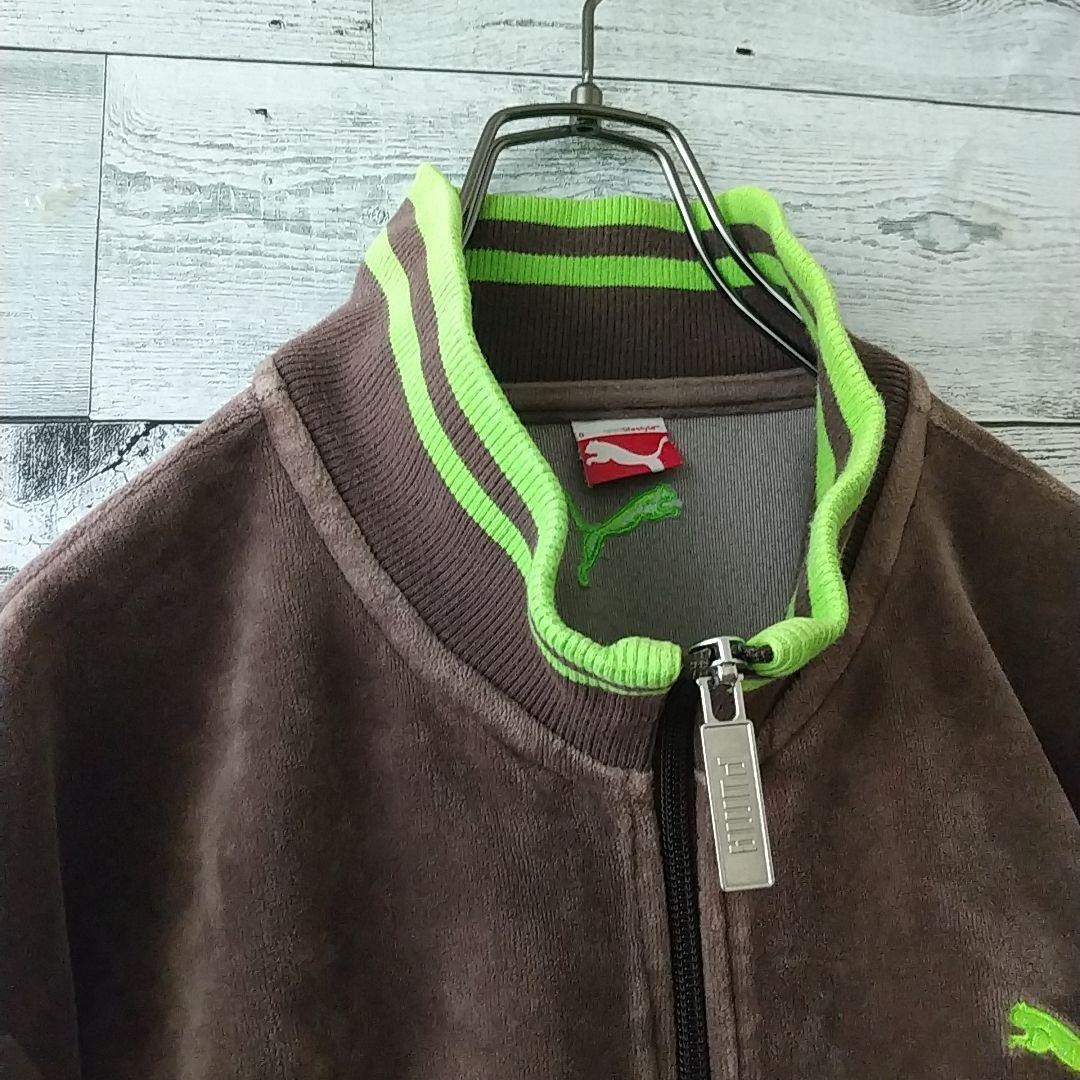 人気☆プーマ 刺繍ロゴ サイドライン リブライン ベロア トラックジャケット O