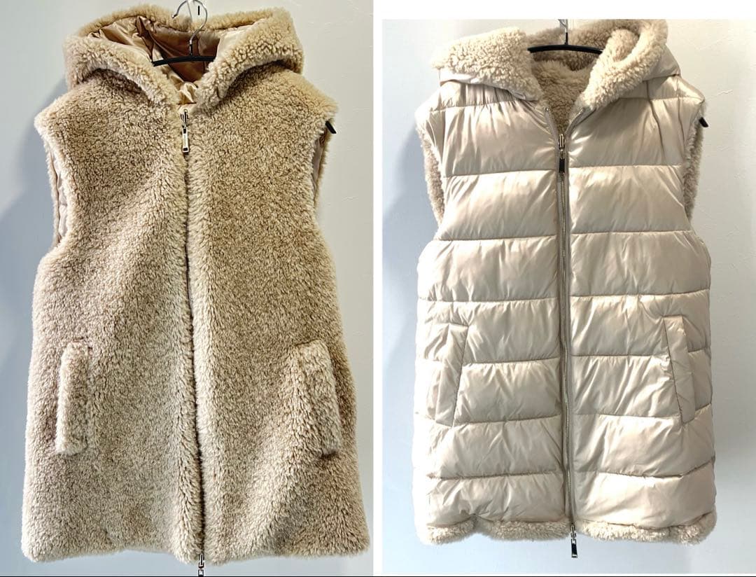 に*☆様 MARELLA リバーシブル テディベアボア ダウンベスト ベージュ