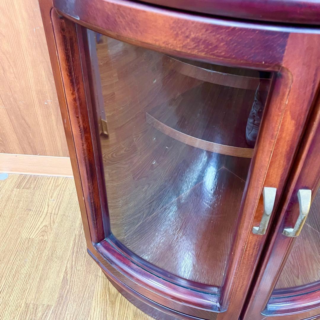 カリモク KARIMOKU コーナーキャビネット ガラス扉 木製 赤茶 オールド