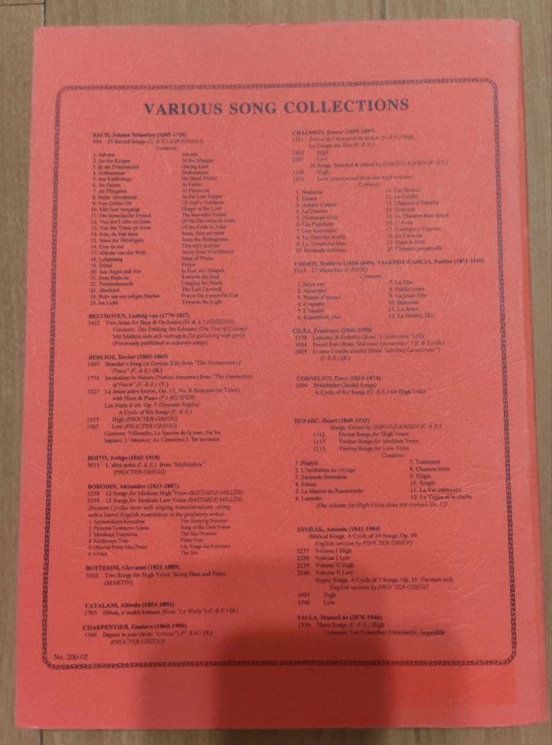 シューベルト200の歌曲集 第1巻（低声用）輸入楽譜