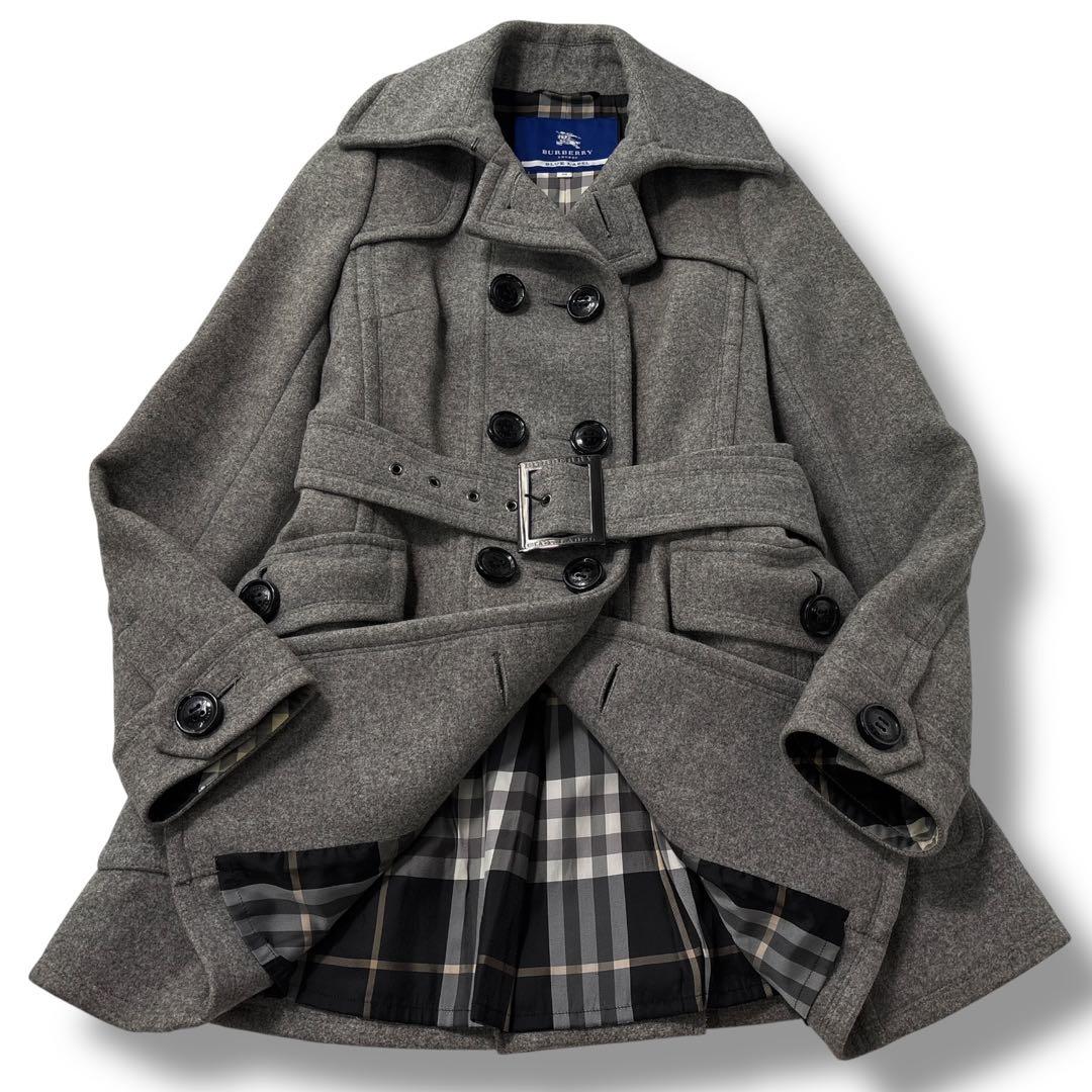 【極美品】バーバリー　トレンチコート　ノバチェック　アンゴラ　ダブル　ロゴ金具